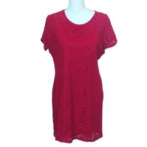 Miss Chievous Ruby Red Crochet Lined Dress XL